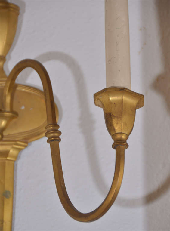 Pair of French Gilt Bronze Classical Sconces For Sale 4