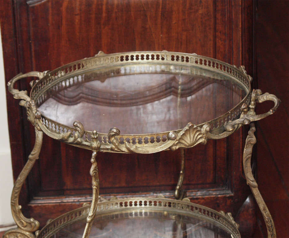 Late 19th Century Rolling Bronze/Glass Occasional Table