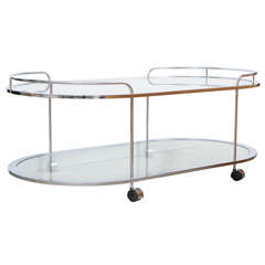 Retro Chic 70's Chrome and Glass Cart /table / server on Wheels