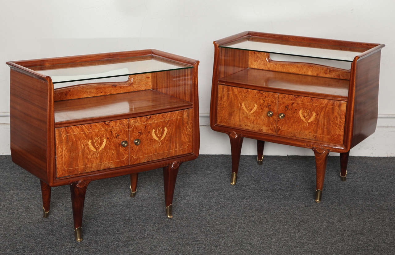 Mid-Century Modern Pair of Dassi et Figli Night Tables Made in Milan For Sale