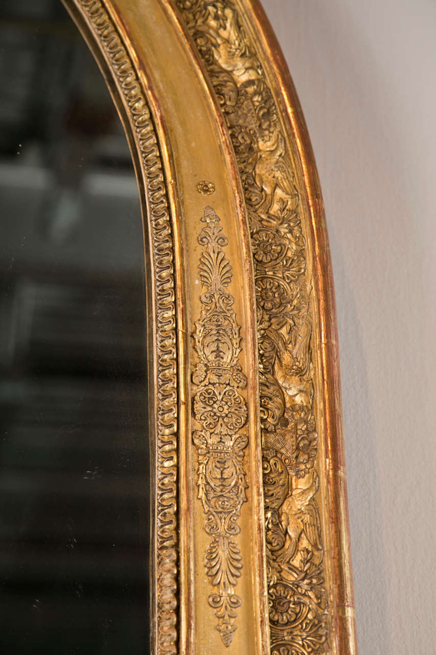19th Century French Empire Giltwood Mirror, Large Scale