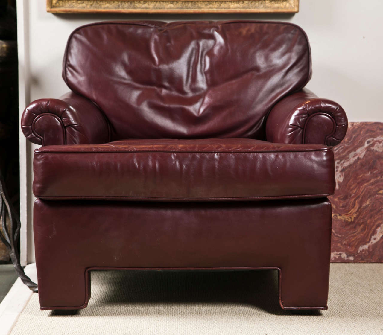 Pair Leather Club Chairs