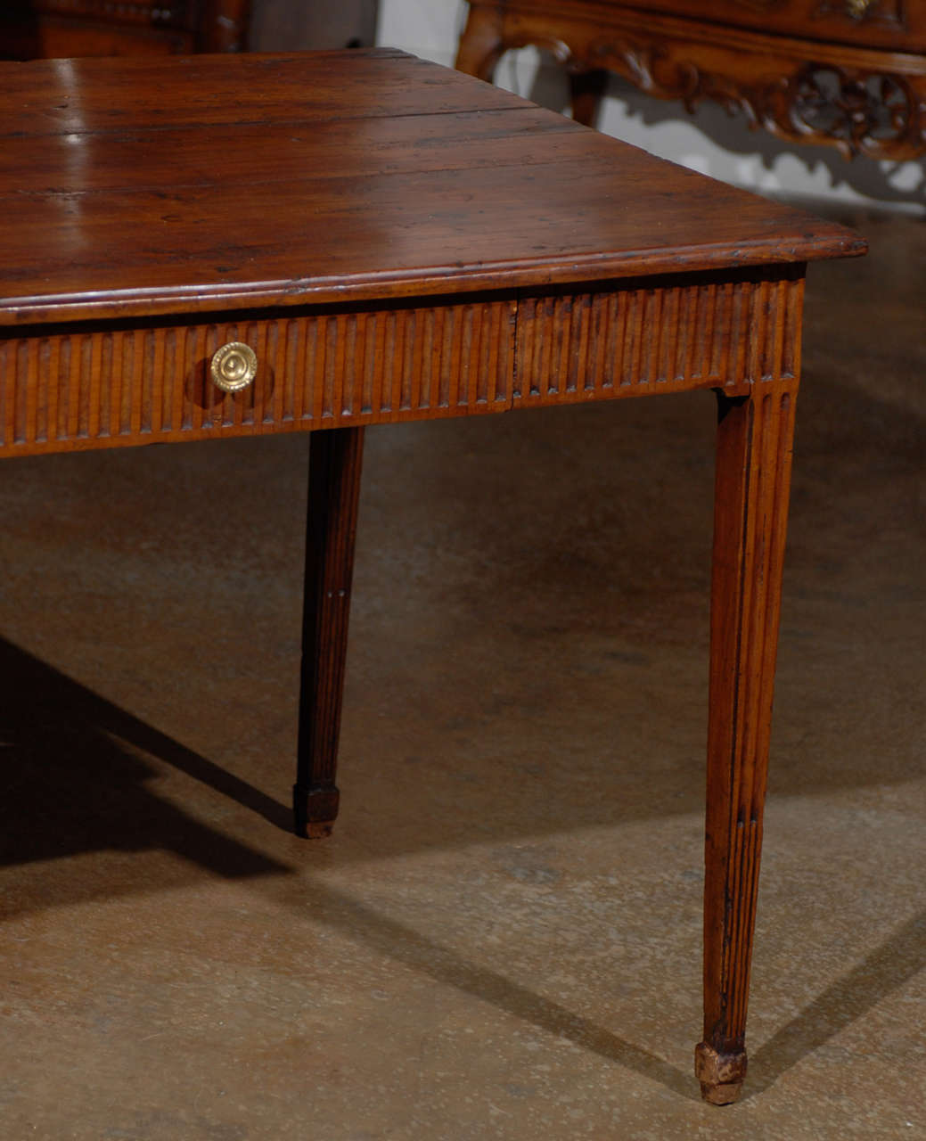 Louis XVI Period French Late 18th Century Side Table with Fluted Tapering Legs In Good Condition In Atlanta, GA