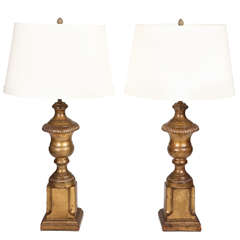 Pair of Gold Leaf Urn Lamps