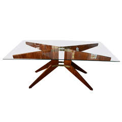 Mid-century Carlo Graffi Table With Glass Top