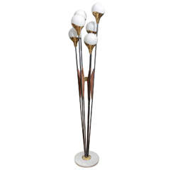 Italian Stilnovo Floor Lamp With Glass Globes And Brass Finishes 4