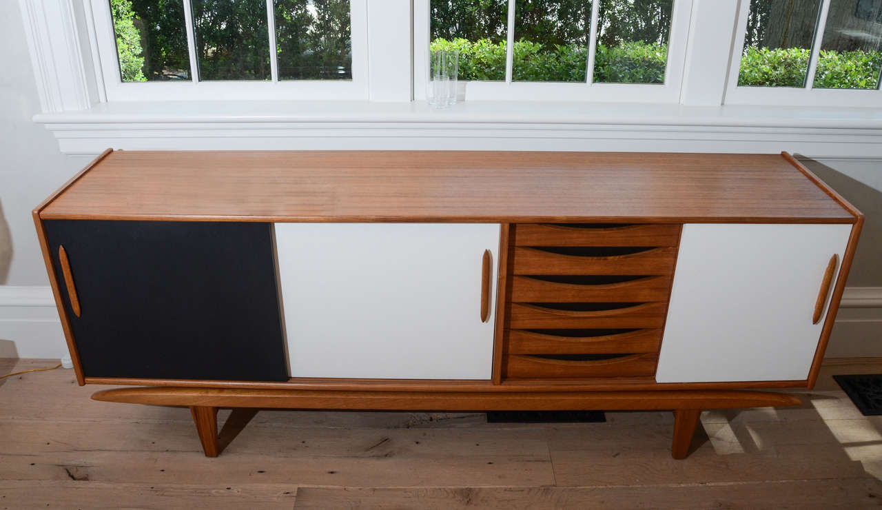 MidCentury Arne Vodder Teak Credenza in Black and White at 1stDibs