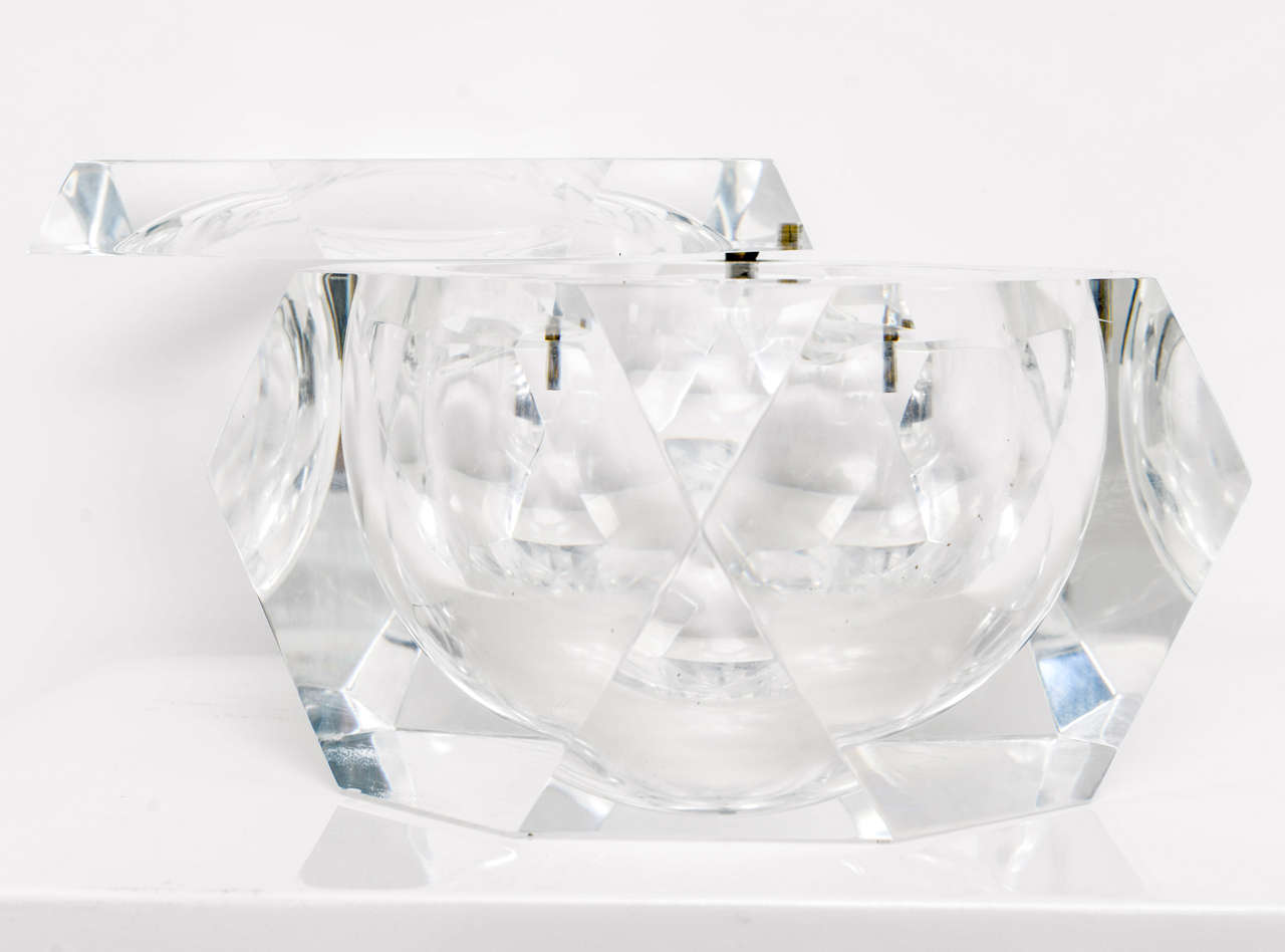 Large Vintage Faceted Lucite Ice Bucket- Box 1