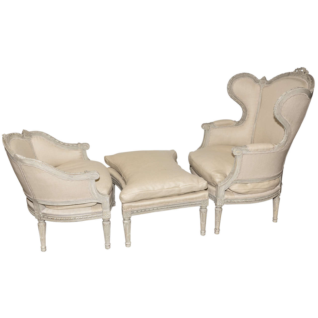 Important Three Part "Duchesse brisée" Armchair in the Louis XVI Style