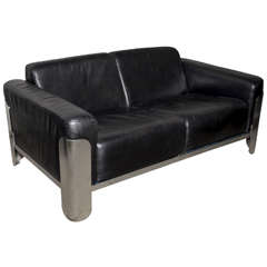 Curious 1980 Vintage Leather Sofa
