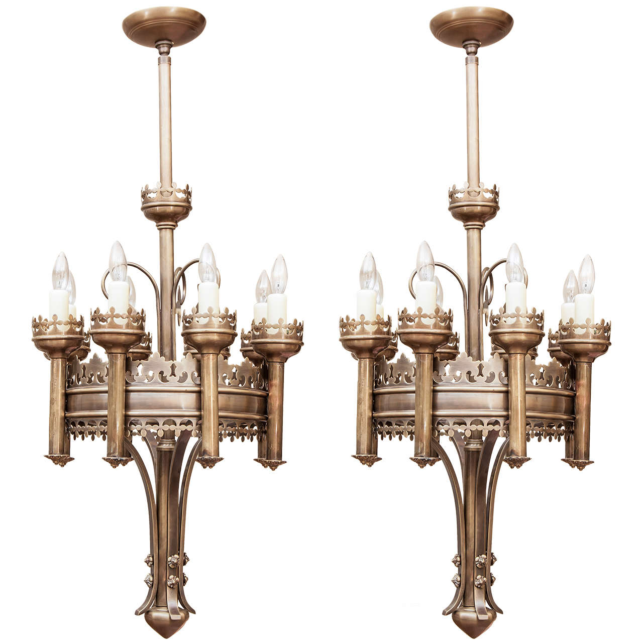 Pair of Gothic Style Chandeliers For Sale