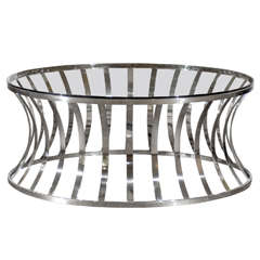 Dramatic Vintage Chrome Coffee Table in the Style of Milo Baughman