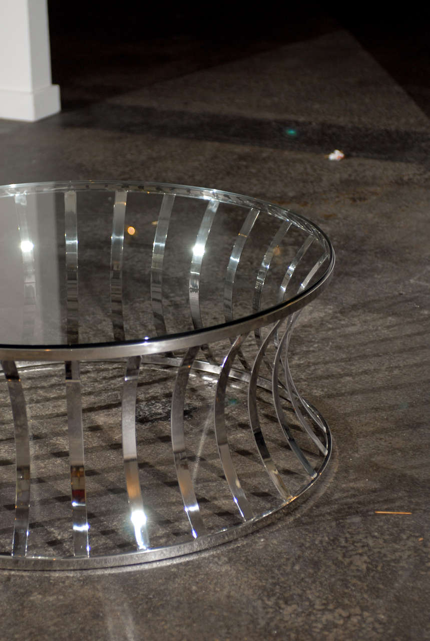 Mid-Century Modern Dramatic Vintage Chrome Coffee Table in the Style of Milo Baughman