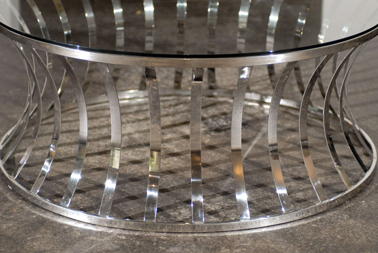 Late 20th Century Dramatic Vintage Chrome Coffee Table in the Style of Milo Baughman