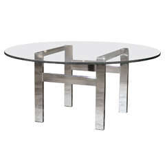 Chrome and Glass Flat Bar Coffee Table in the Style of Milo Baughman 6