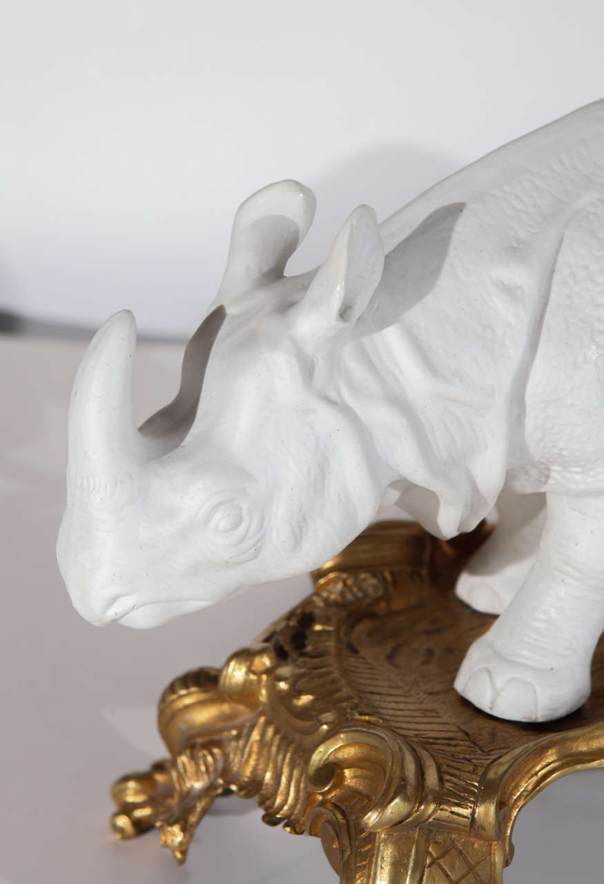 19th Century Bisque Rhino Sculptures 2