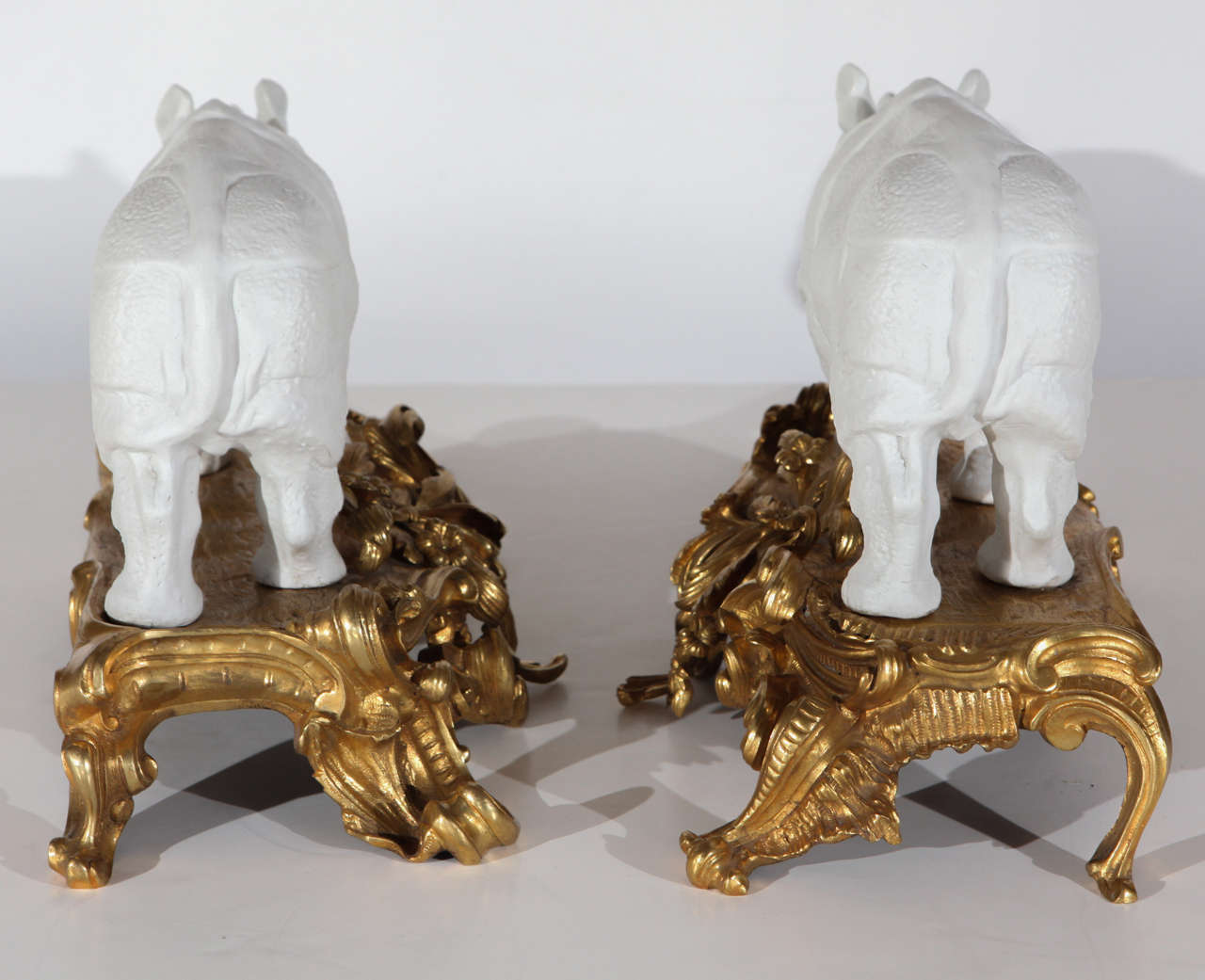 19th Century Bisque Rhino Sculptures 4