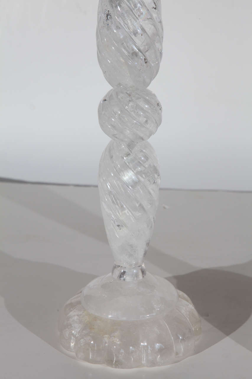 European Rock Crystal Candlesticks In Excellent Condition In Newport Beach, CA