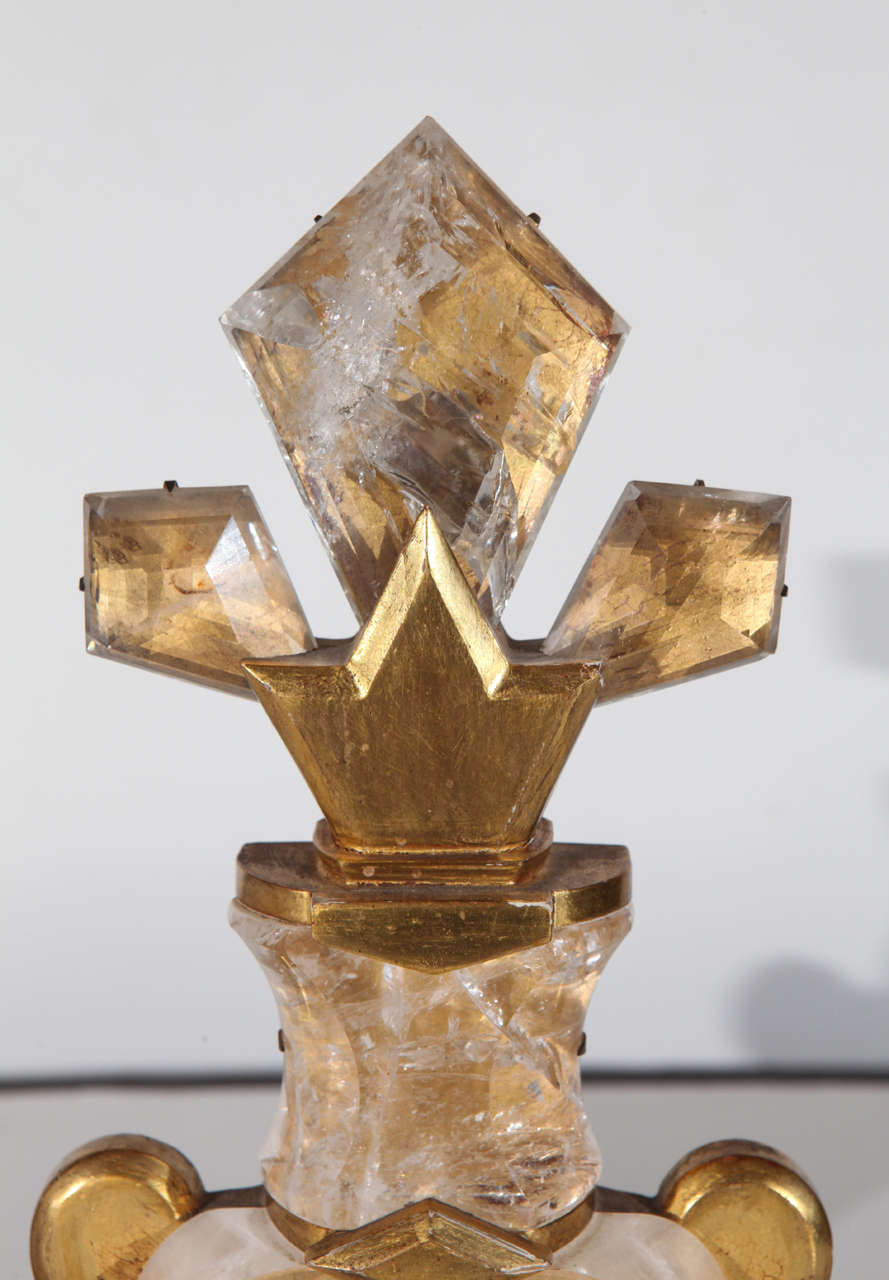 Giltwood Mid-Century, French, Crystal Garnitures