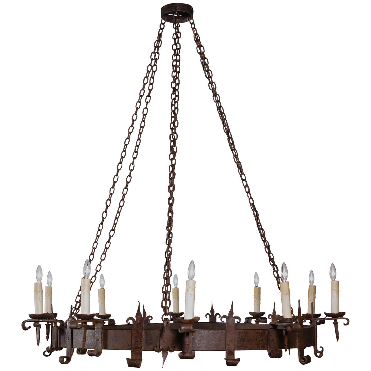 Large 19th C. Iron Chandelier