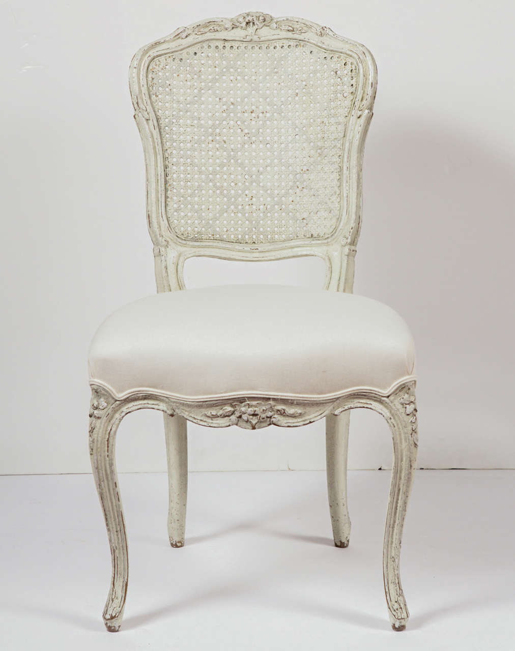 Six Painted Side Chairs with Cane Back
