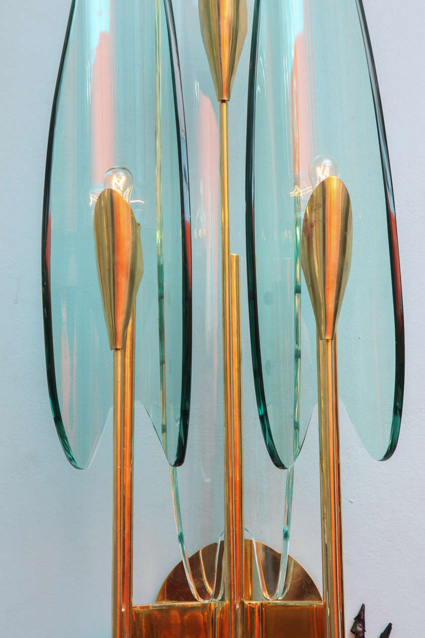 Mid-20th Century Rare Pair of Three Light Dahlia Sconces by Max Ingrand for Fontana Arte