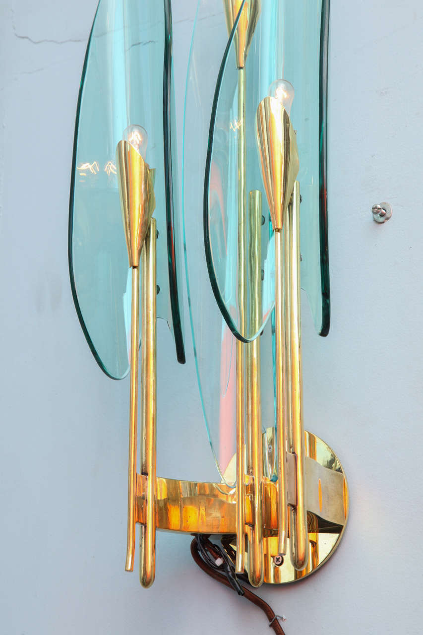 Rare Pair of Three Light Dahlia Sconces by Max Ingrand for Fontana Arte 1