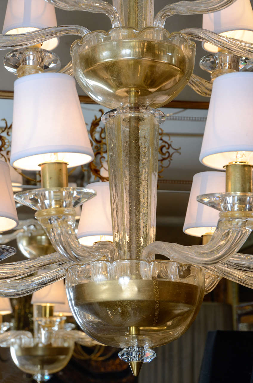 Pair of Fourteen-Arm Chandeliers in Murano Glass 1