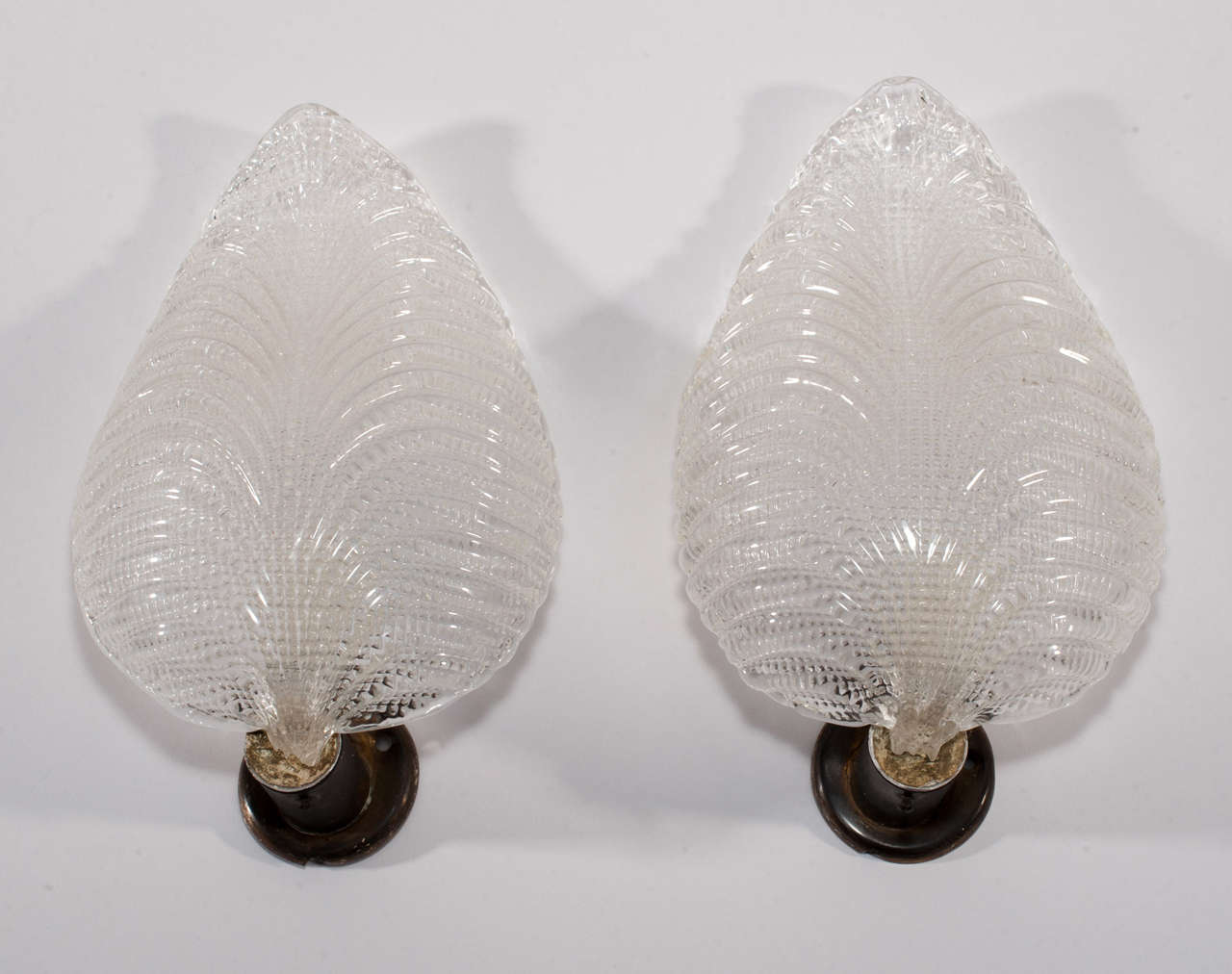 Pair of Murano glass leaf wall sconces