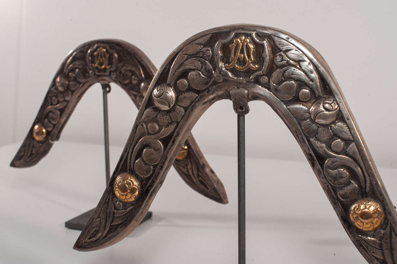 Late 19th Century Gold and Silver Argentinian Saddle Ornaments In Good Condition For Sale In Milan, IT