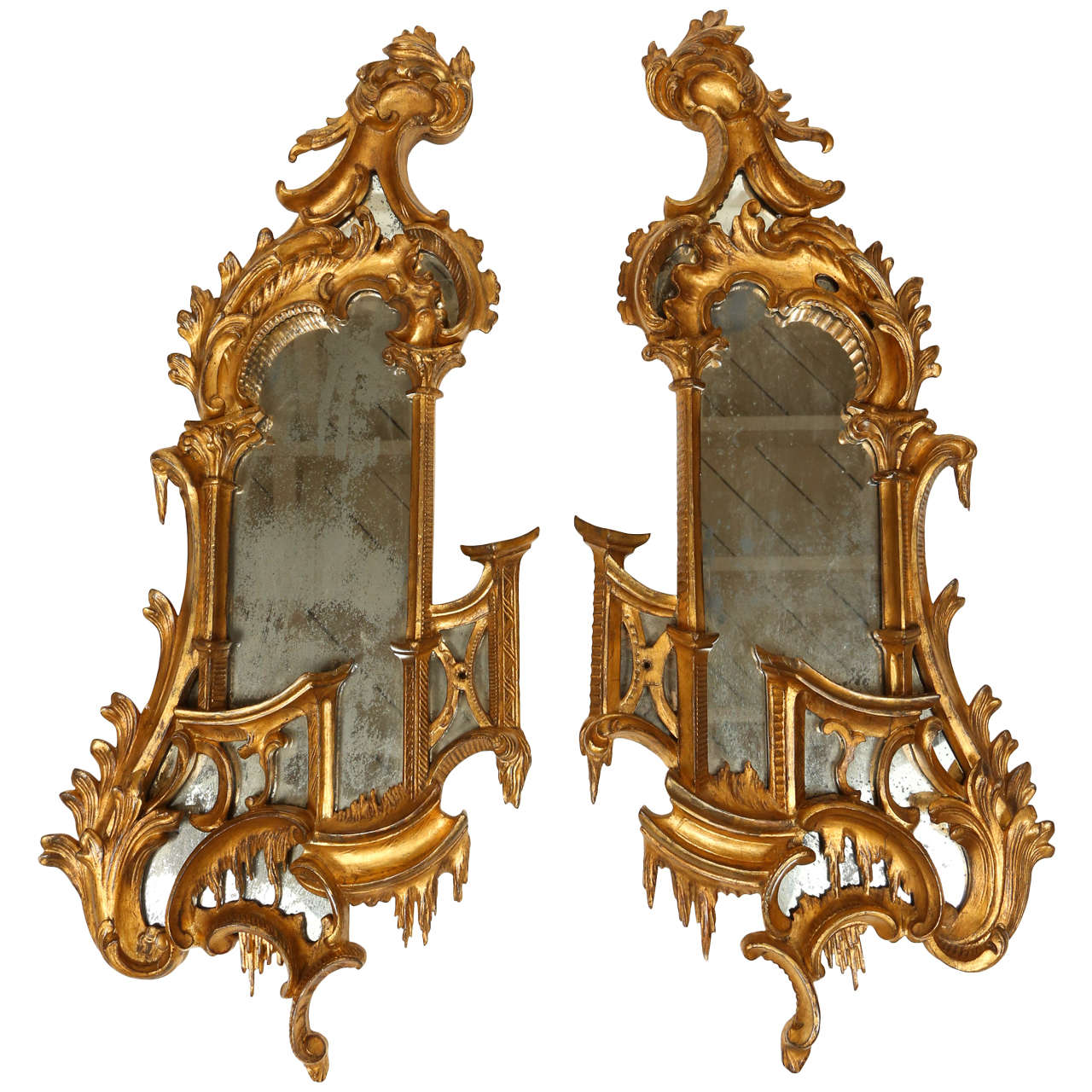 Pair of 19th Century Italian Giltwood Mirrors For Sale