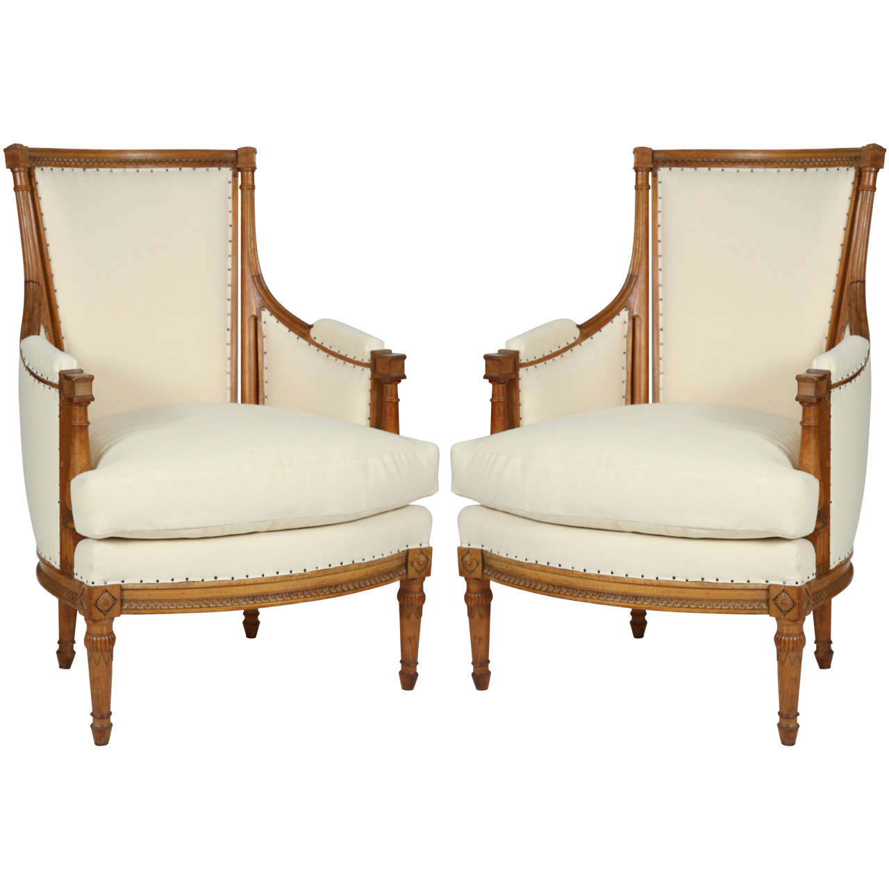Pair of French Directoire Style Bergeres For Sale