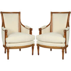 Pair of French Directoire Style Bergeres