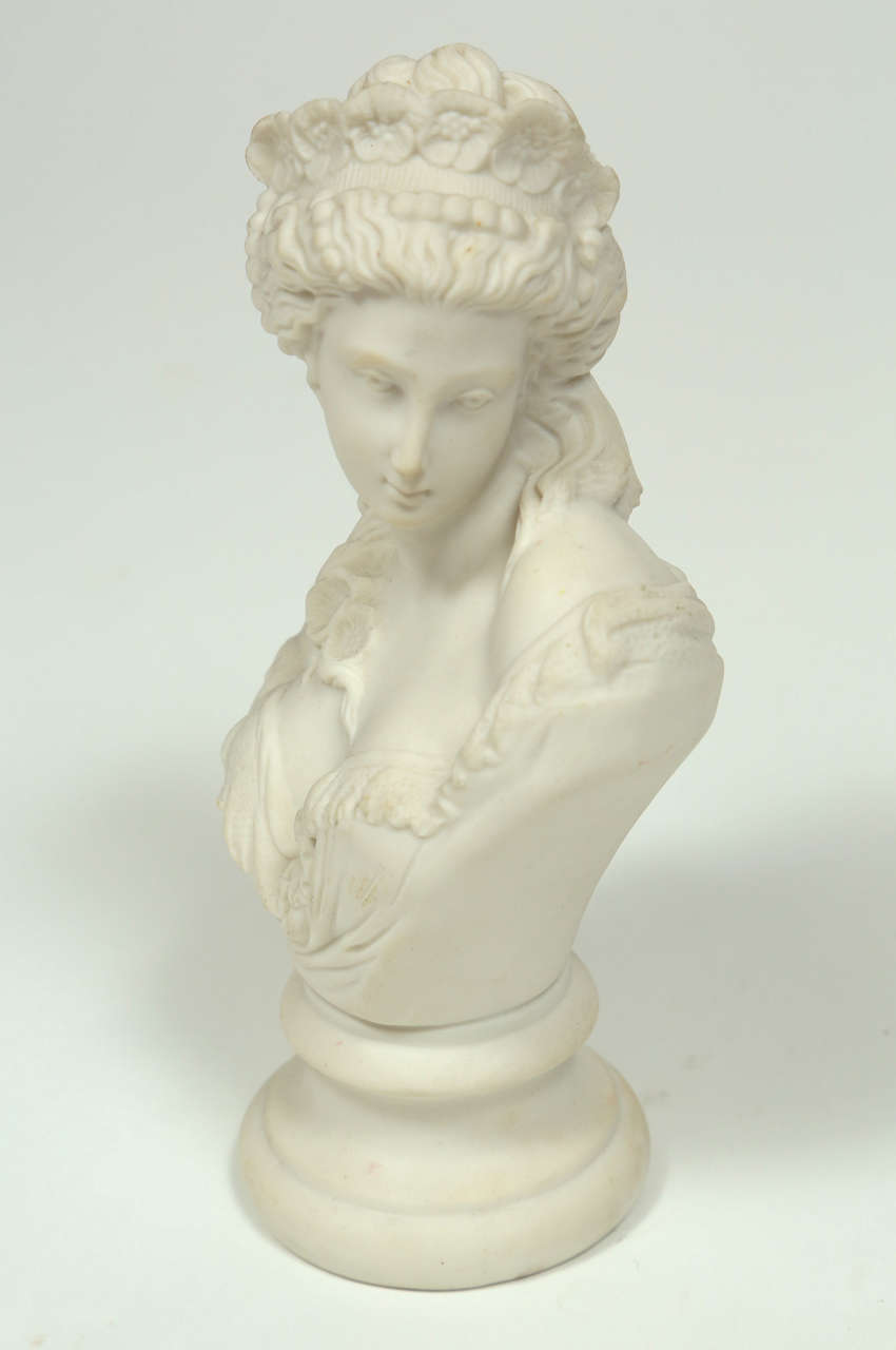 Vintage matte porcelain bust of Classical female.