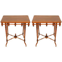 Antique Pair of French Cherrywood Side Tables
