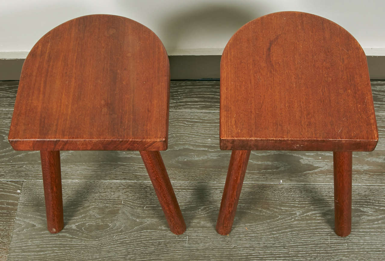 Pair of exotic wooden stools.
In style of Perriand / Chapo