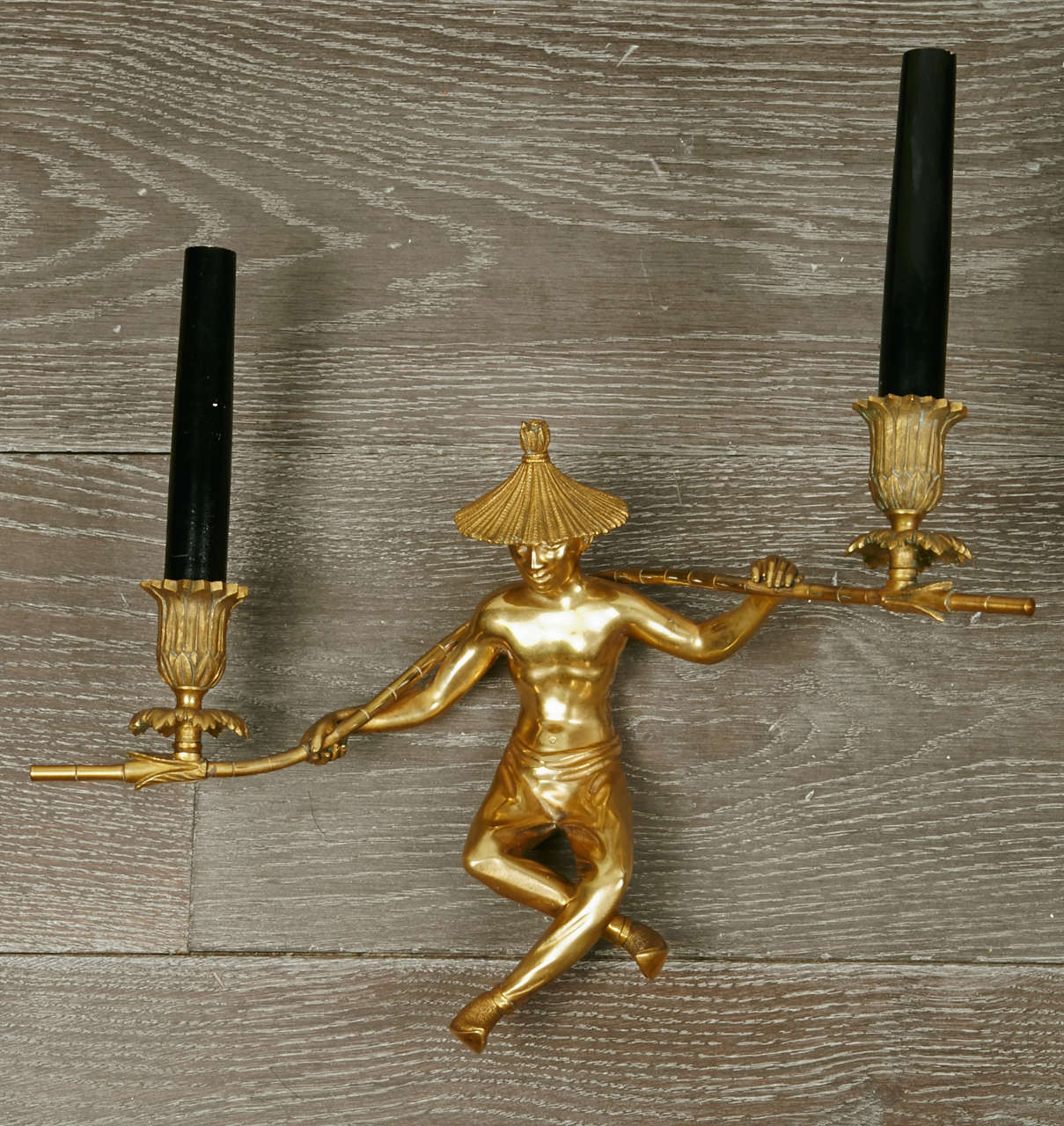 French Unusual Pair of Jansen Wall Lamps