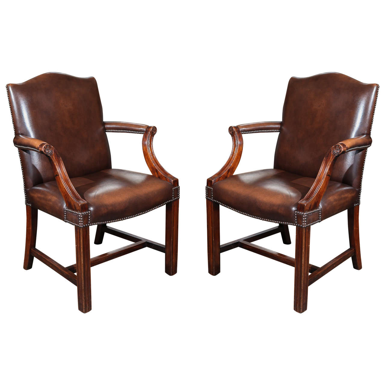 Pair of Georgian Revival Gainsborough Armchairs