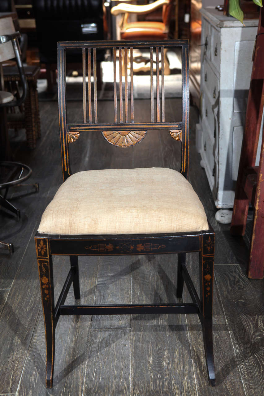 George III 19th Century Set of Six Upholstered and Decorated Chairs