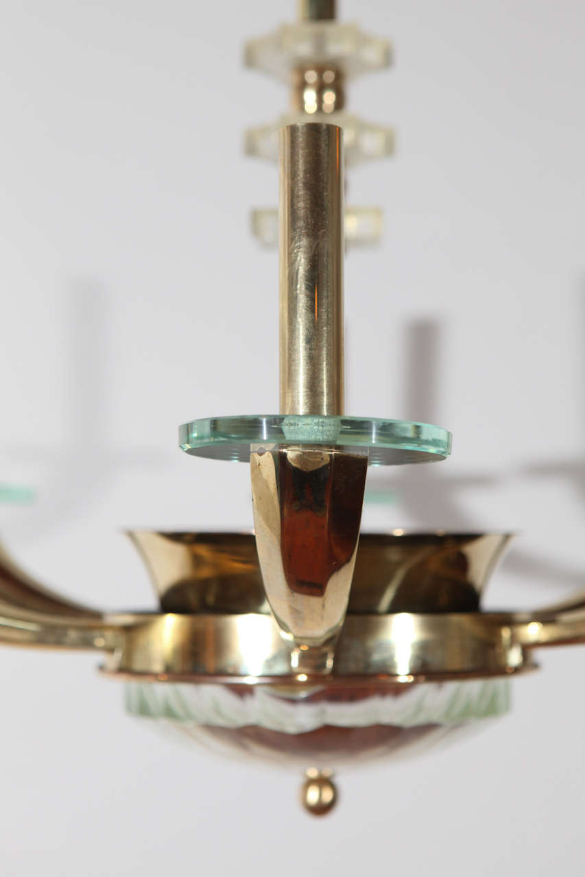 Laiton Lampe à suspension à la manière de Fontana Arte en vente