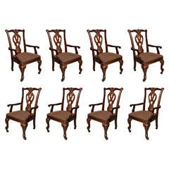 Set of 8 Irish Chippendale Mahogany Dining Chairs