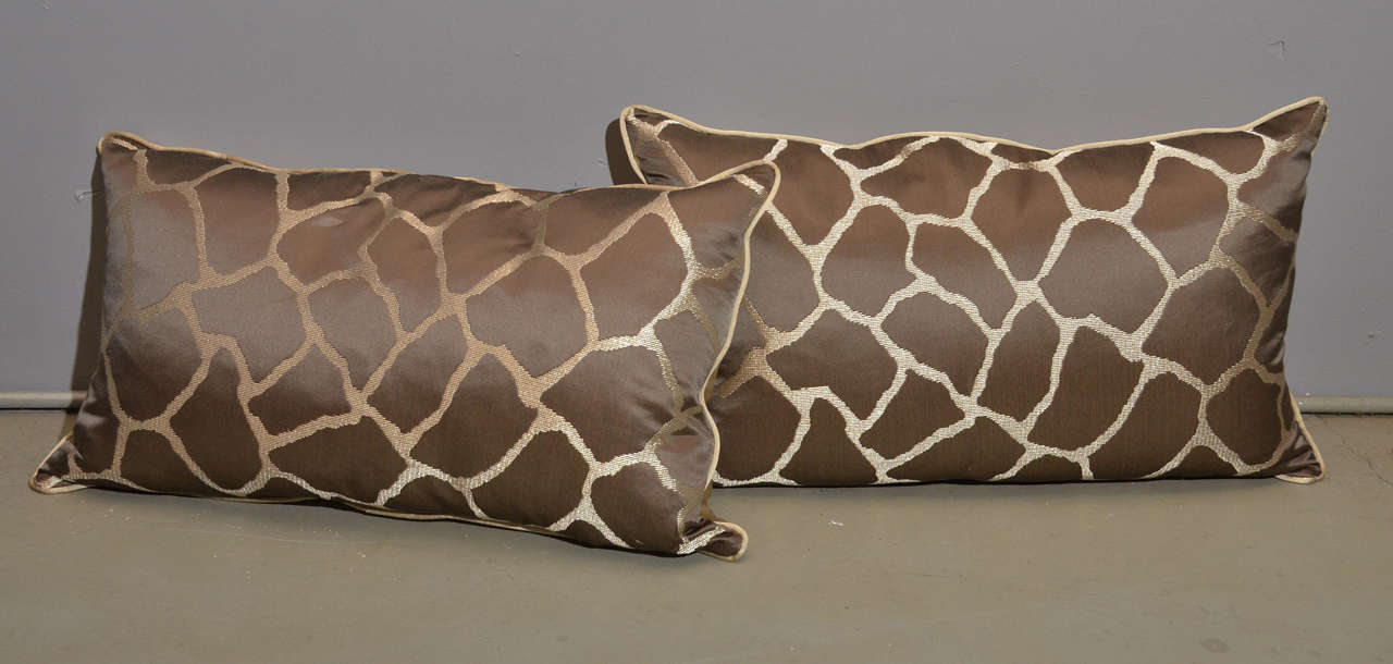 American Pair of Scalamandre Giraffe Pillows For Sale