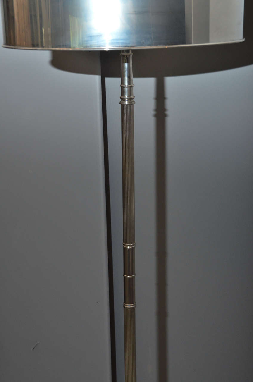 Nickel Floor Lamp In Excellent Condition For Sale In Southampton, NY