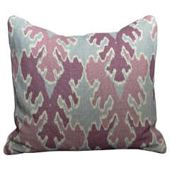 Pair of Purple and Gray Linen Ikat Pillows