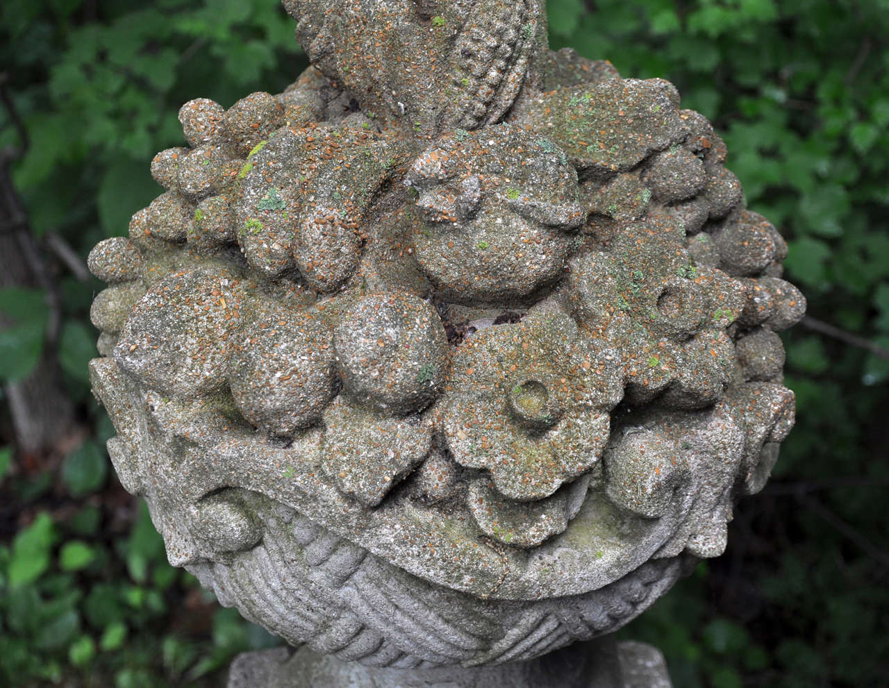 Cast Concrete Floral Urn on Stand, circa 1890 In Good Condition For Sale In Lake Forest, IL