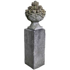 Antique Cast Concrete Floral Urn on Stand, circa 1890