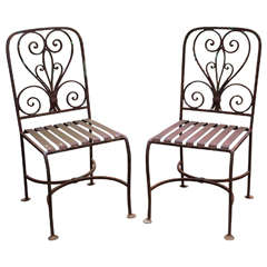 Pair of Iron Garden Chairs, France, circa 1890