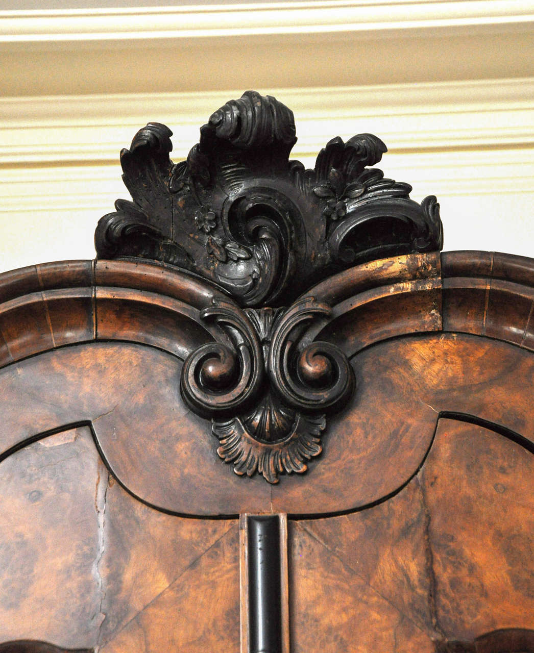 18th Century and Earlier Dutch Rococo Burled Walnut Armoire For Sale