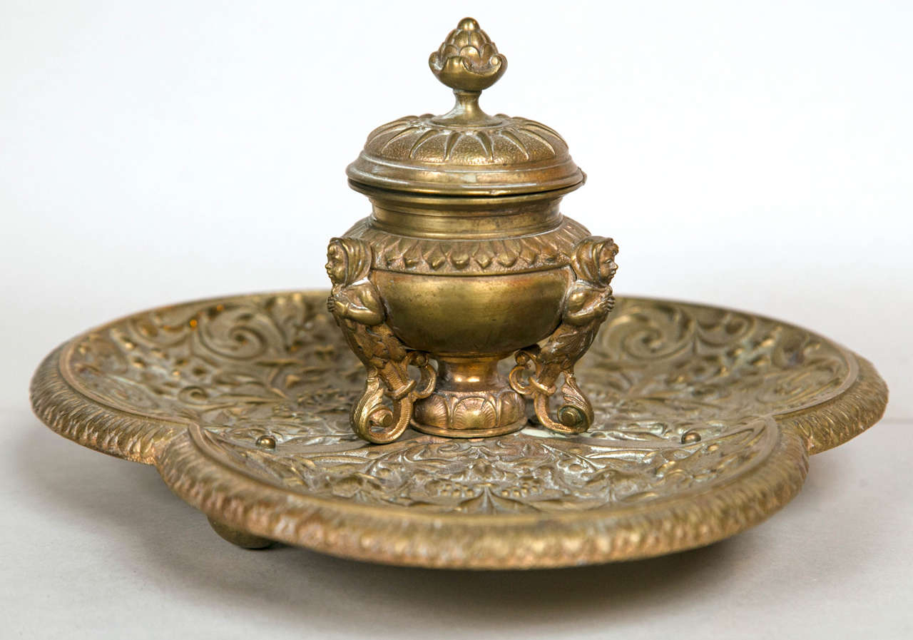 20th Century Bronze English Inkwell For Sale