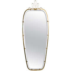 Brass Mirror with Bevelled Edge, Italy 1950s